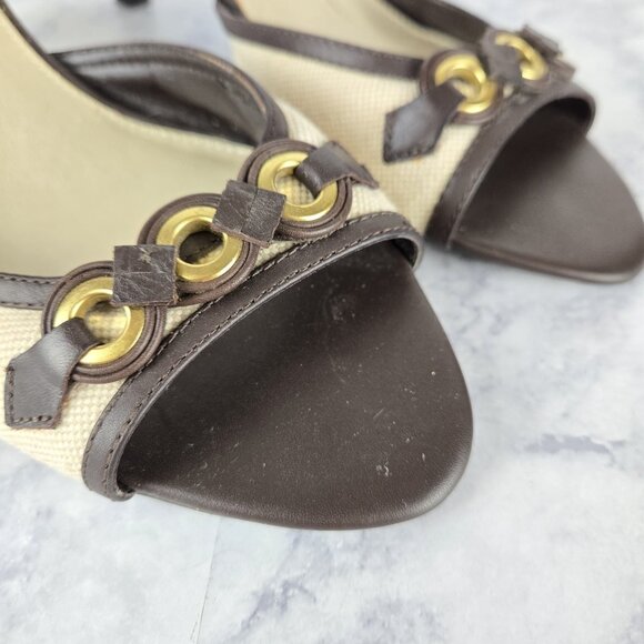 Aerosoles Kitten Heels Women 9 Extravagant Brown Tan Gold Hardware Preppy Office - Picture 7 of 9